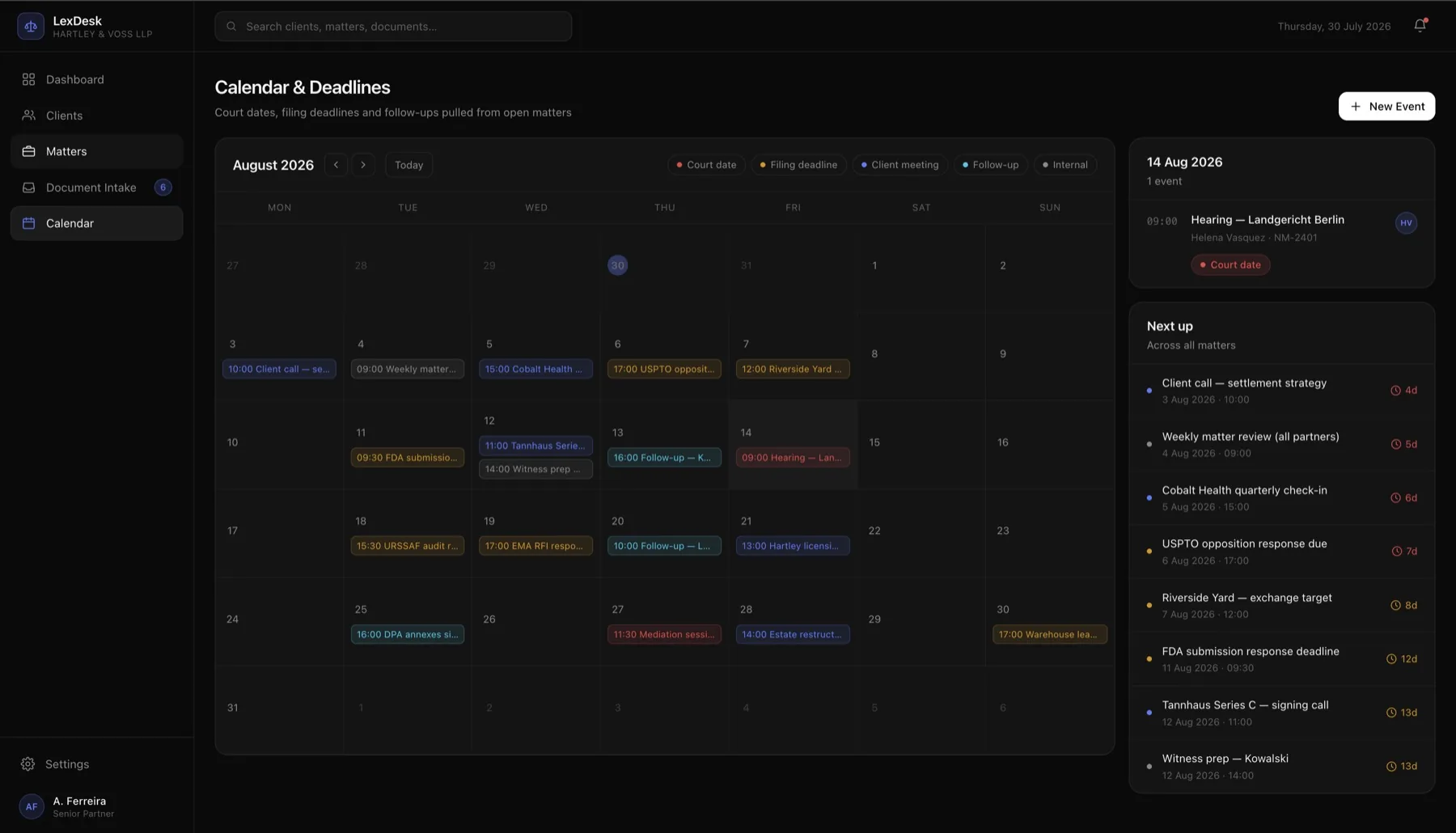 LexDesk-Kalender und Fristen